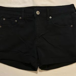 American Eagle black midi jean shorts